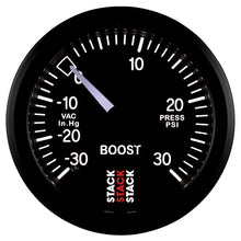 Cargar imagen en el visor de la galería, Autometer 52mm Stack Instruments -30INHG to +30PSI Mechanical Boost Gauge - Black