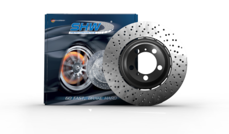 SHW 22-25 Porsche 718 Cayman GT4 RS Right Rear Cross-Drilled Lightweight Brake Rotor (9GT615602E) (PRR42687)