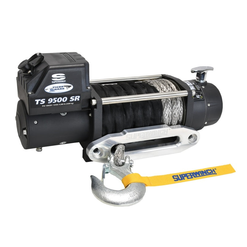 Cabrestante Superwinch de 9500 libras, 12 V CC, 3/8 in x 80 pies, cuerda sintética, cabrestante Tiger Shark 9500