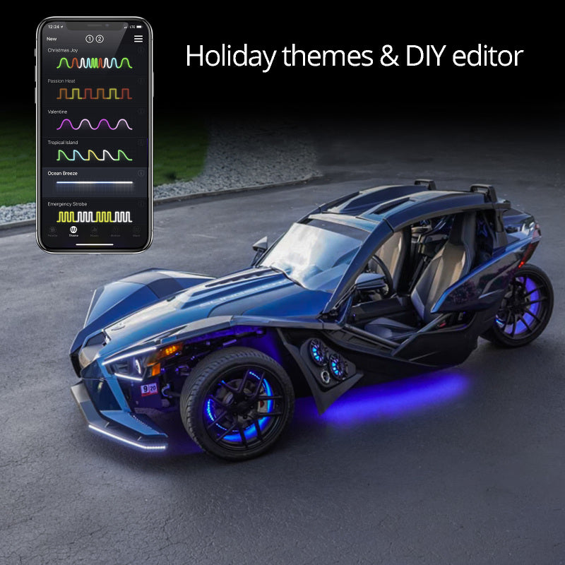 XK Glow LED Underglow Light Kit for Polaris Slingshot XKCHROME Smartphone App Controller (Standard) (XK-SLING-STA)