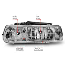 Cargar imagen en el visor de la galería, Faros delanteros de cristal cromados para Chevrolet Silverado 1500 ANZO 1999-2002