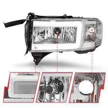 Cargar imagen en el visor de la galería, ANZO 94-02 Dodge RAM Crystal Headlight - w/ Light Bar Chrome Housing