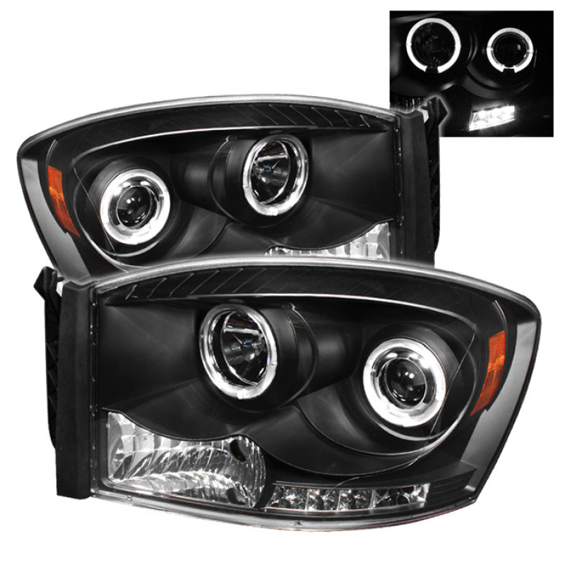 Faros delanteros de proyector LED Halo LED Blk Spyder Dodge Ram 1500 06-08/Ram 2500 06-09 PRO-YD-DR06-HL-BK