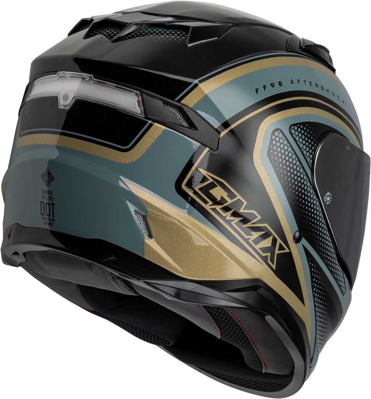 GMAX FF-98 Aftershock Helmet Grey/Metallic Gold 2X (F19841028-DOT)
