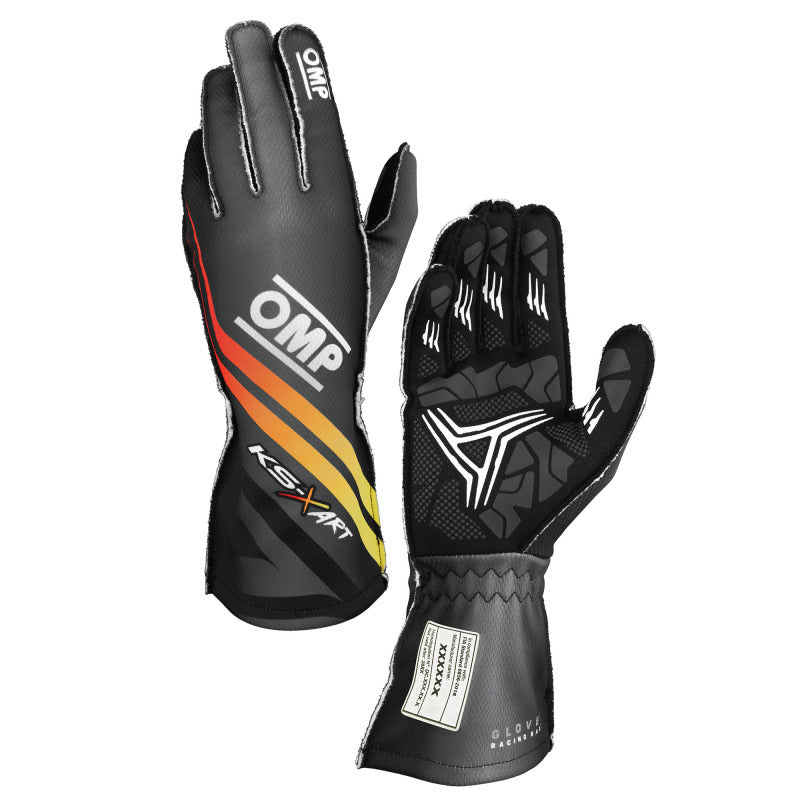 OMP KS-X ART GLOVES my2025 FIA 8877-2022 BLACK/YELLOW/RED SZ 6 (KIDS)