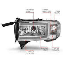 Cargar imagen en el visor de la galería, ANZO 94-02 Dodge RAM Crystal Headlight - w/ Light Bar Chrome Housing