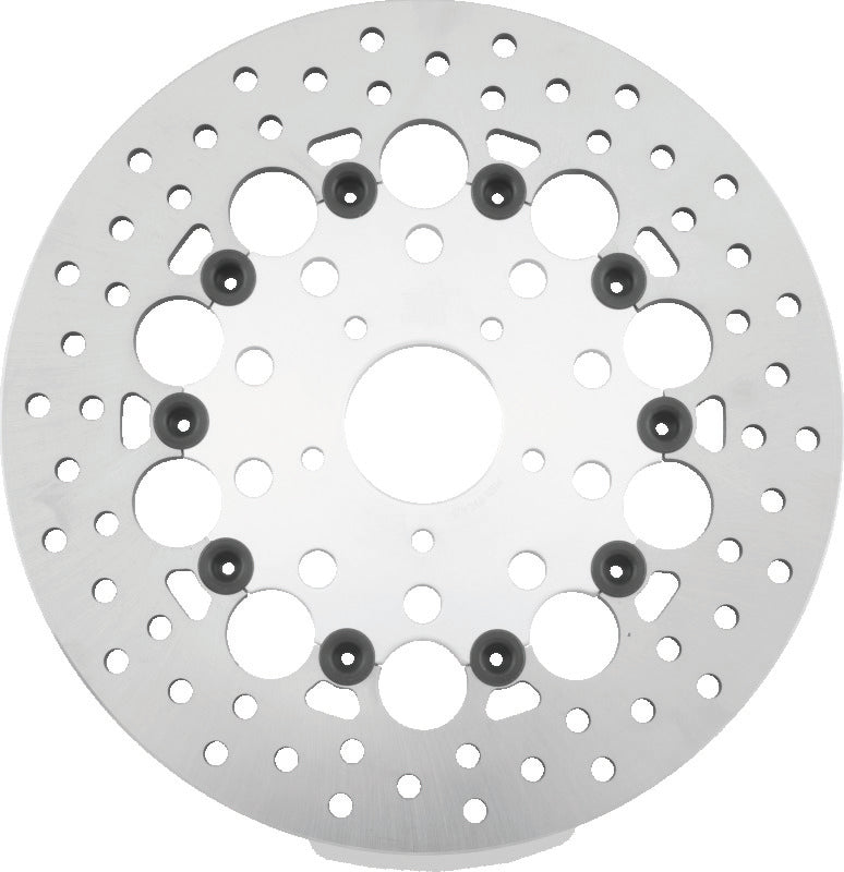 Twin Power 08-13 FLH FLT 6-17 DYNA Front 11.8 Floating Rotor With Holes Silver