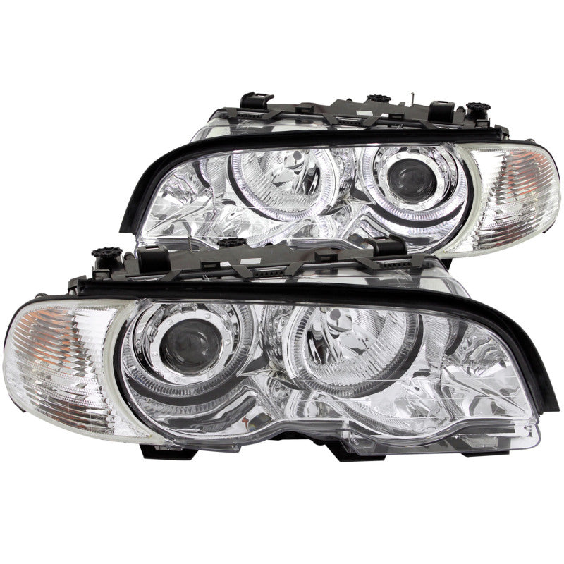 Faros delanteros con proyector ANZO 2000-2003 BMW Serie 3 E46 con Halo cromado