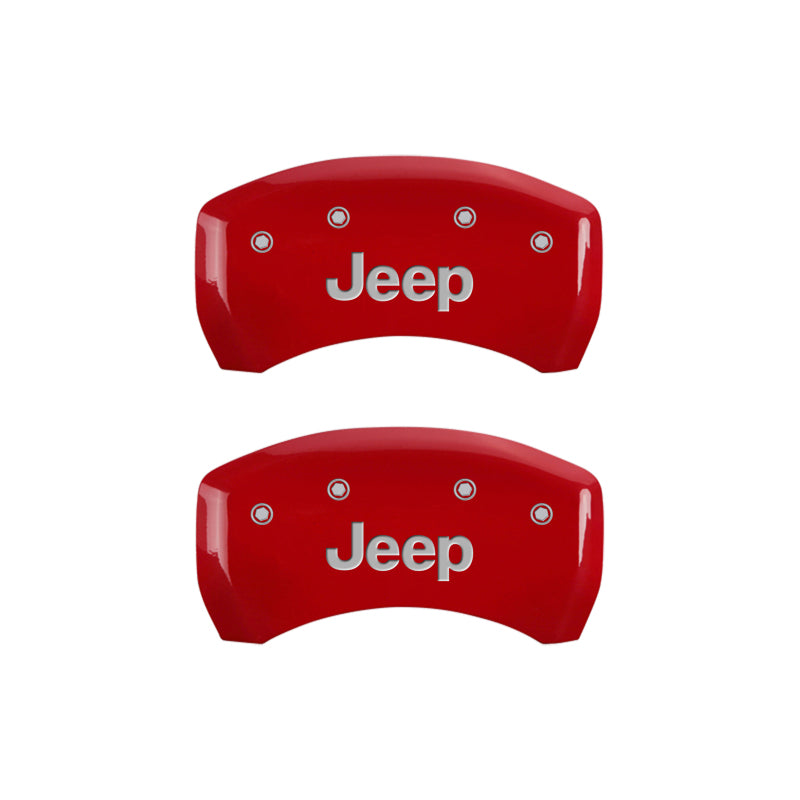 Cubiertas de pinza MGP 4 grabadas delanteras y traseras JEEP Acabado rojo plateado ch