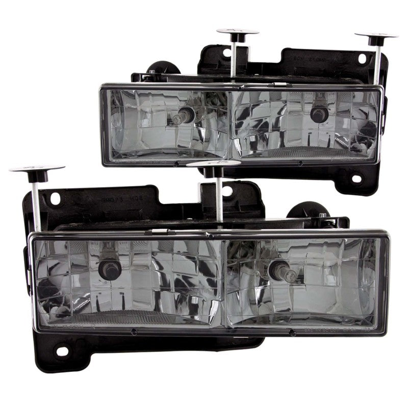 Faros delanteros de cristal ANZO 1988-1998 Chevrolet C1500 con lente ahumada