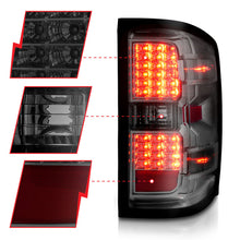 Cargar imagen en el visor de la galería, ANZO 15-19 Chevy Silverado 2500HD/3500HD (Factory Halogen Only) LED Tail Lights Smoke w/Clear Lens