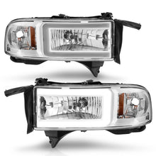 Cargar imagen en el visor de la galería, ANZO 94-02 Dodge RAM Crystal Headlight - w/ Light Bar Chrome Housing