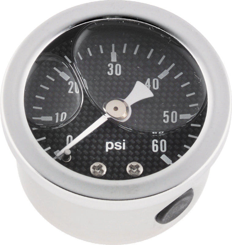 Bikers Choice 0-60 PSI Oil Pressure Gauge Carbon Face Stainless Bezel Liquid Filled Universal Custom
