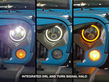 Cargar imagen en el visor de la galería, Raxiom 97-18 Jeep Wrangler TJ/JK Axial Halo Headlights w/ DRL Amber Signals- Blk Hsng (Clear Lens)