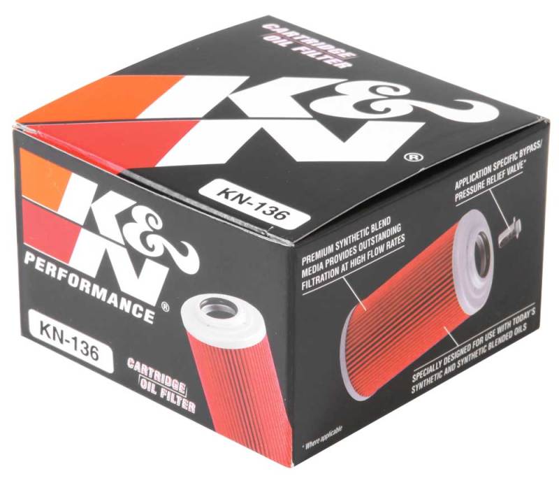 K&N Powersports Cartridge Oil Filter KN-136 — Fits Suzuki DR/GN/SP/DR-Z/GZ 250/350 & Beta Motorcycles