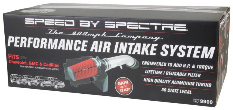 Kit de admisión de aire para camioneta GM Spectre 99-07 V8-4.8/5.3/6.0LF/I - Anodizado transparente con filtro rojo