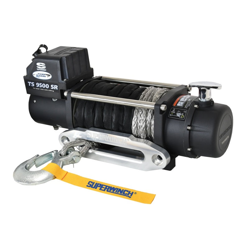 Cabrestante Superwinch de 9500 libras, 12 V CC, 3/8 in x 80 pies, cuerda sintética, cabrestante Tiger Shark 9500