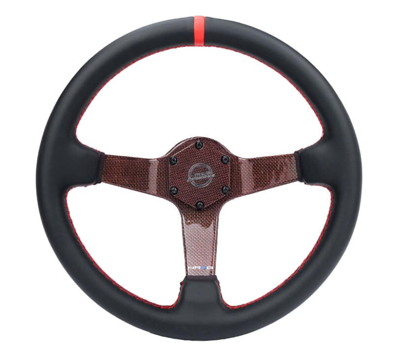 NRG RST-036CF-RD Carbon Fiber Steering Wheel 350mm Deep — Red Carbon Fiber & Stitching