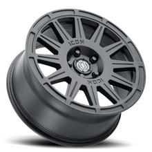 Cargar imagen en el visor de la galería, ICON Ricochet 17x8 5x4.5 38mm Offset 6in BS Satin Black Wheel