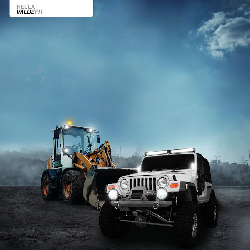 Hella Value Fit Mini 6in LED Light Bar - Flood Beam Pedestal