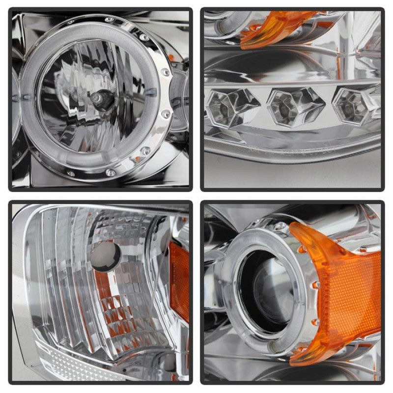 Faros delanteros de proyector LED Halo LED cromado Spyder Dodge Ram 1500 02-05/Ram 2500 03-05 PRO-YD-DR02-HL-C