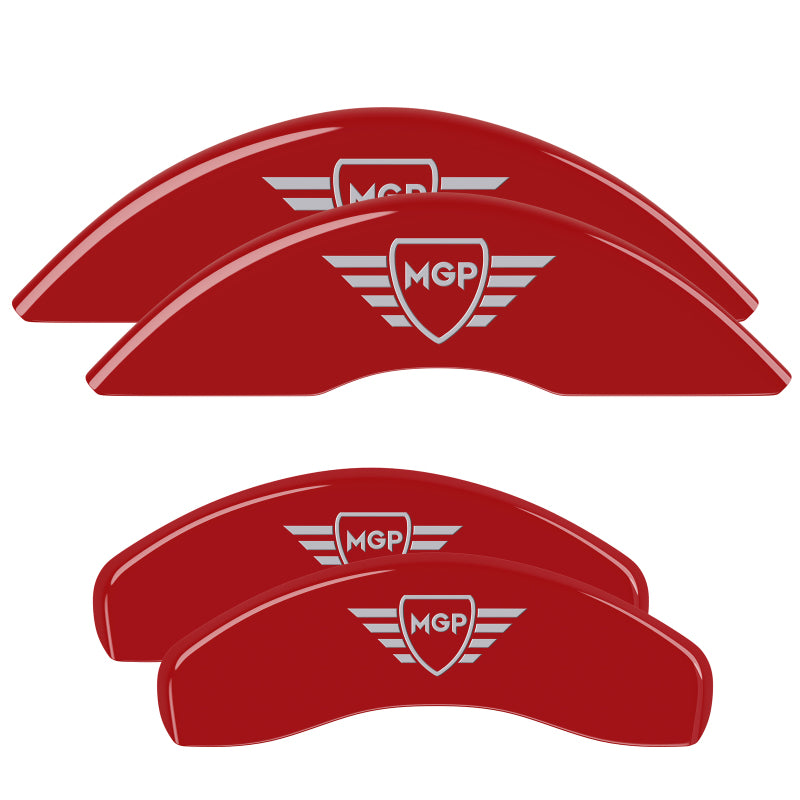 MGP 22-23 Jeep Grand Cherokee 4 Caliper Covers Front & Rear Red Finish Silver MGP Logo