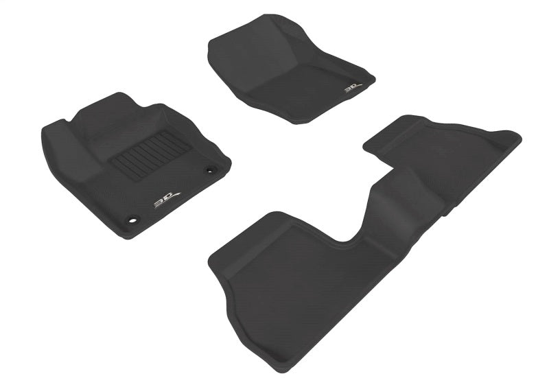 3D MAXpider 2012-2018 Ford Focus Kagu 1st & 2nd Row Floormats - Black