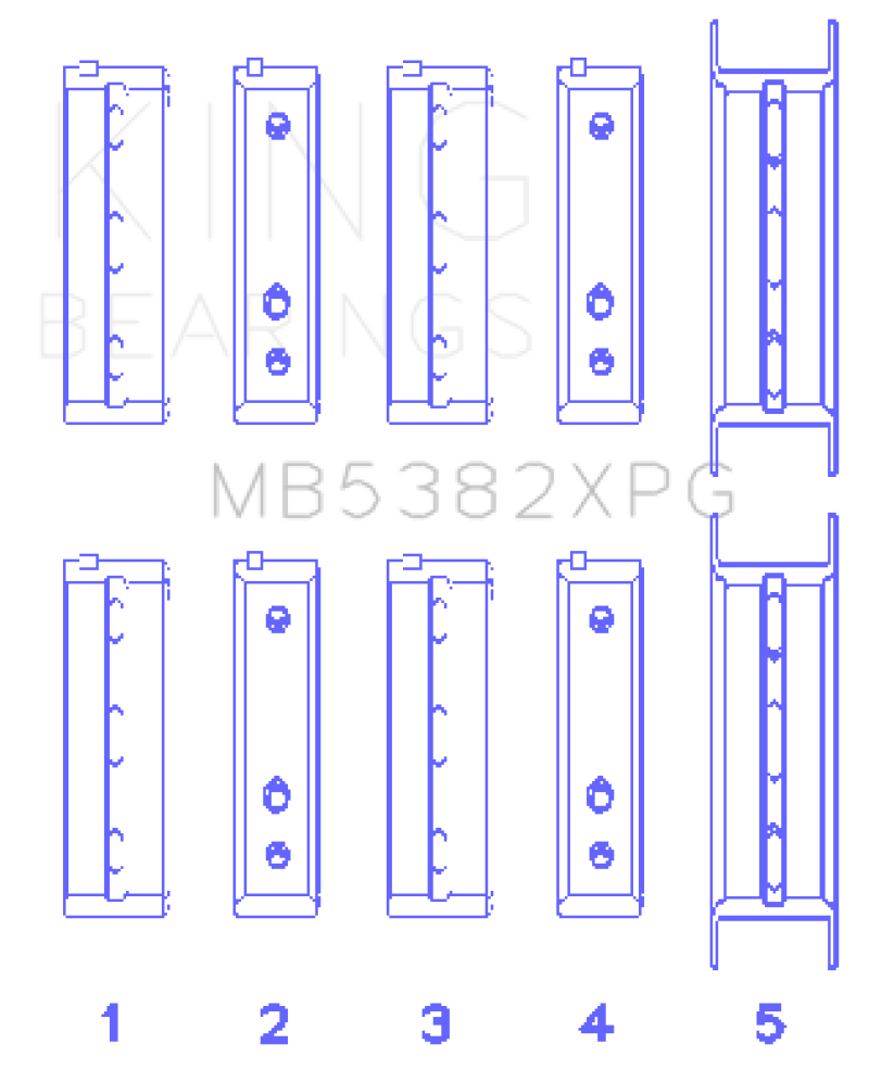 King Subaru EJ20/EJ22/EJ25 (For Thrust in #5 Position) 0.25 Oversized Tri-Metal Perf Main Bearing Se