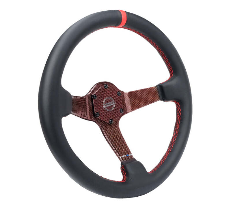 NRG RST-036CF-RD Carbon Fiber Steering Wheel 350mm Deep — Red Carbon Fiber & Stitching