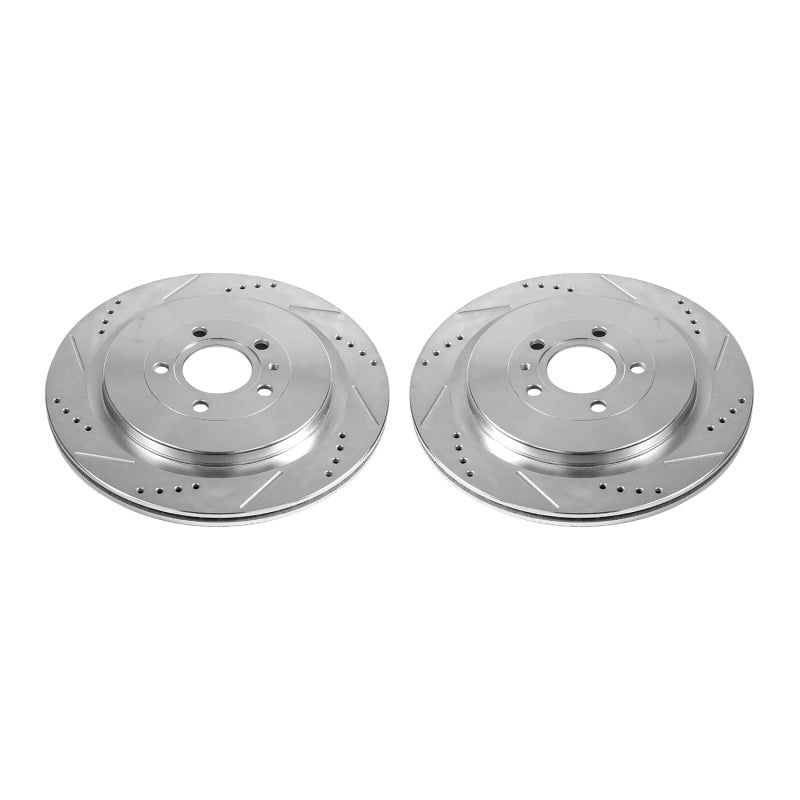 Power Stop 13-14 Ford Mustang Rear Evolution Drilled & Slotted Rotors - Pair