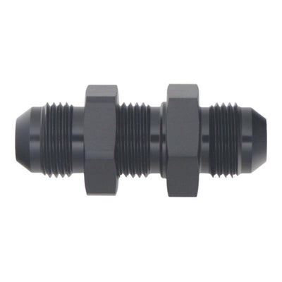 DeatschWerks 8AN Matte Black Bulkhead Adapter (8AN Male to 8AN Male) — Fuel Fitting