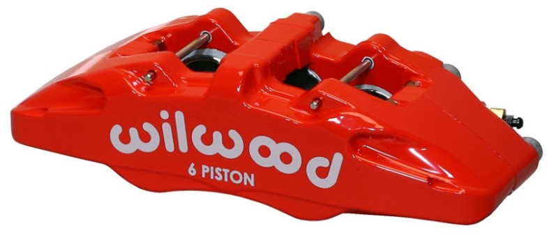 Wilwood Forged Dynapro 6 Caliper - Red, Left Hand, 1.62/1.12/1.12in Pistons — 5.25in Mount