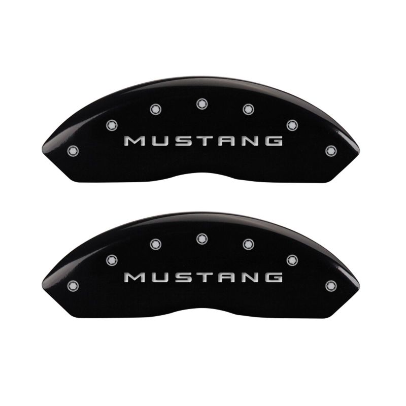 MGP Black Caliper Covers Engraved Mustang 5.0 Front/Rear Set — Fits 2010-2014 Ford Mustang