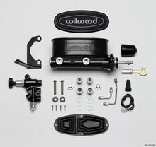 Cargar imagen en el visor de la galería, Wilwood HV Tandem M/C Kit w L/H Bracket &amp; Prop Valve - 7/8in Bore Black-W/Push. - Early Mustang