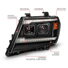 Cargar imagen en el visor de la galería, ANZO 09-20 Nissan Frontier Black Projector Plank Style DRL w/ Switchback &amp; Sequential LED DRL