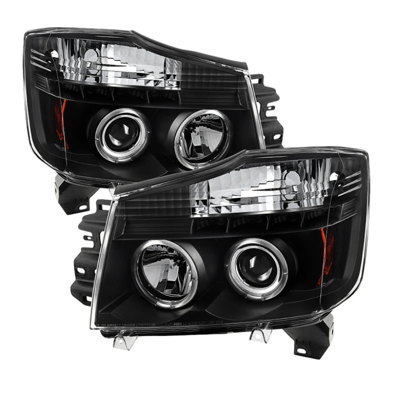 Faros delanteros de proyector LED Halo LED Blk Spyder Nissan Titan 04-14/Armada 04-07 PRO-YD-NTI04-HL-BK