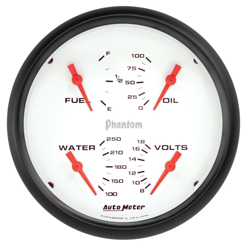 AutoMeter Phantom Quad 5in. Gauge 240OHm (E) - 33Ohm (F) Electric