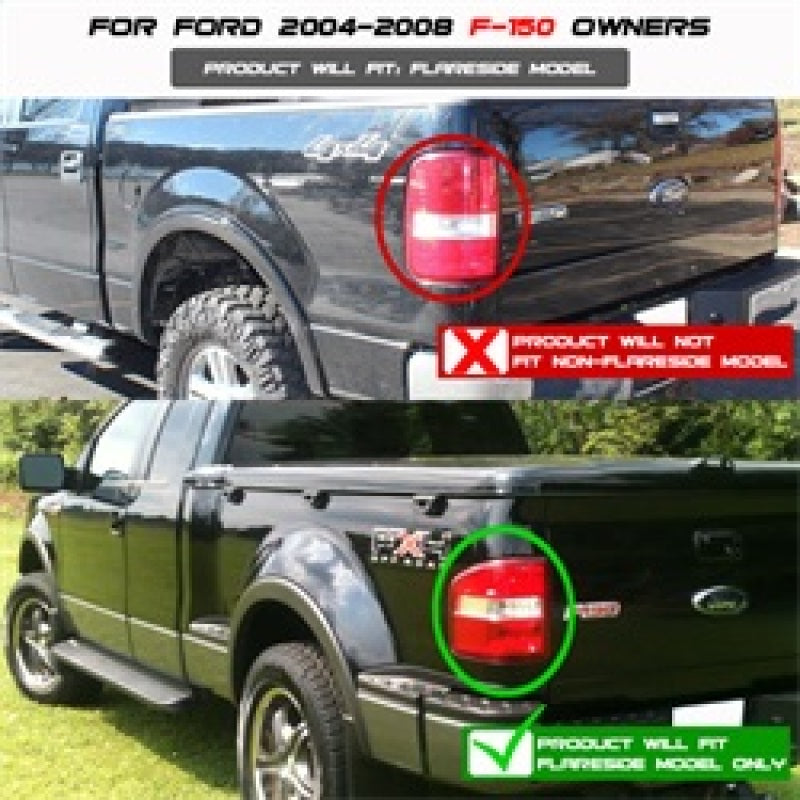 Luces traseras de estilo europeo Spyder Ford F150 Flareside 04-08, color negro ALT-YD-FF15004FS-BK