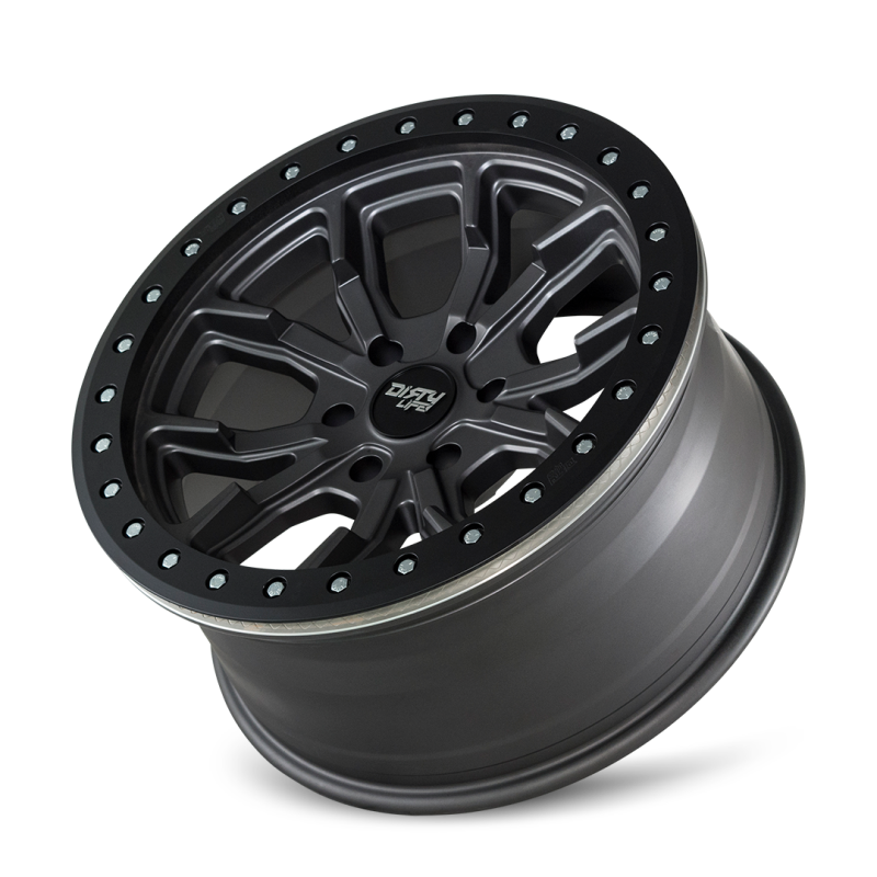 Dirty Life 9303 DT-1 17x9/5x114.3 BP/-12mm Offset/72.6mm Hub Matte Gunmetal Wheel - Beadlock