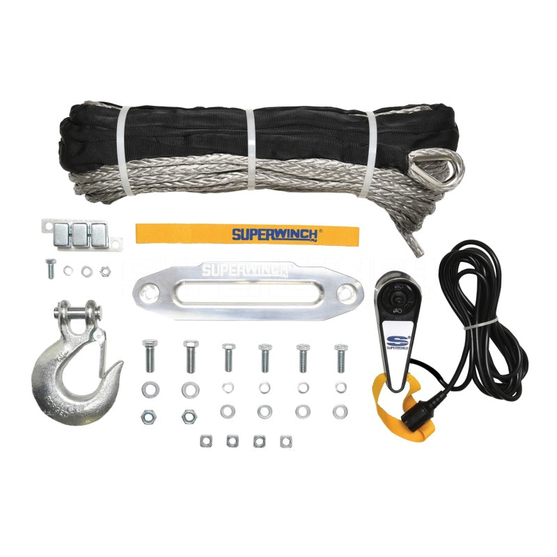 Cabrestante Superwinch de 9500 libras, 12 V CC, 3/8 in x 80 pies, cuerda sintética, cabrestante Tiger Shark 9500