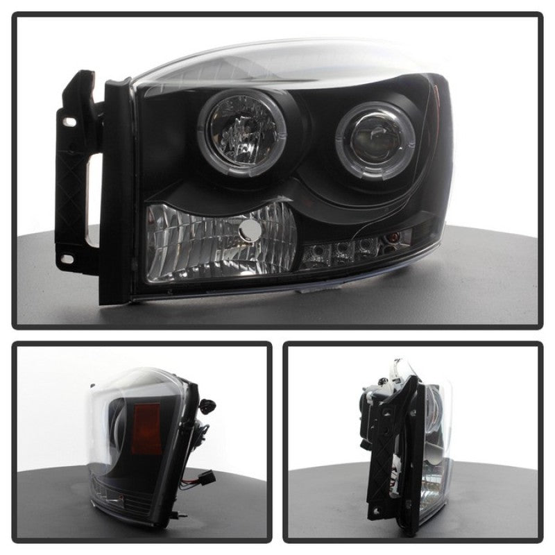 Faros delanteros de proyector LED Halo LED Blk Spyder Dodge Ram 1500 06-08/Ram 2500 06-09 PRO-YD-DR06-HL-BK