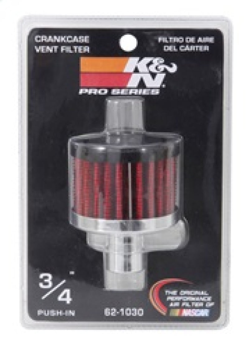 K&N 62-1030 Crankcase Vent Filter — .75in Vent, 2in OD, 1.5in Height, Rubber Top