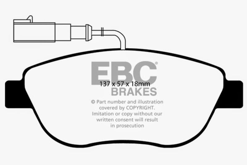 EBC 12+ Fiat 500 1.4 Turbo Abarth Redstuff Front Brake Pads