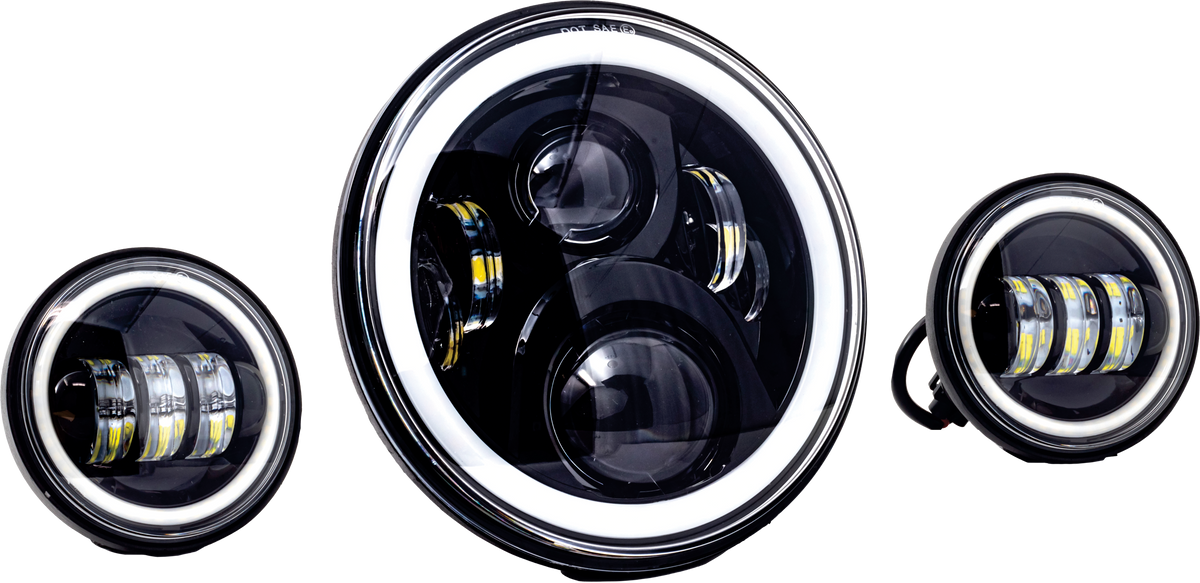 Letric Lighting 7" LED Hdlgt w/ Pass BLK Halo Indian (LLC-ILHK-7BH)