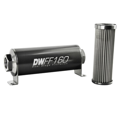 DeatschWerks Inline Fuel Filter Housing Kit 8AN 10 Micron — Universal High-Flow Fuel System