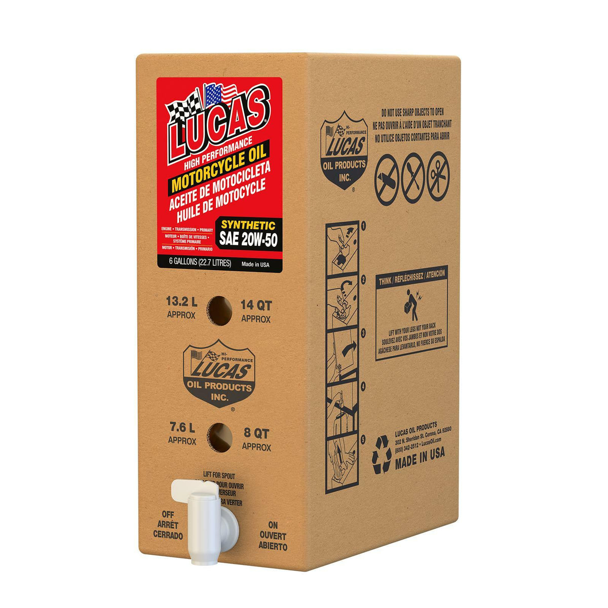 Lucas High Perf SYN Engine OIL 4T 20W50 6GAL BOX (18043)