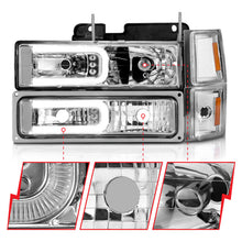 Cargar imagen en el visor de la galería, ANZO 88-98 Chevrolet C1500 Crystal Headlights w/Light Bar Chrome Housing w/ Signal Side Markers 8Pcs