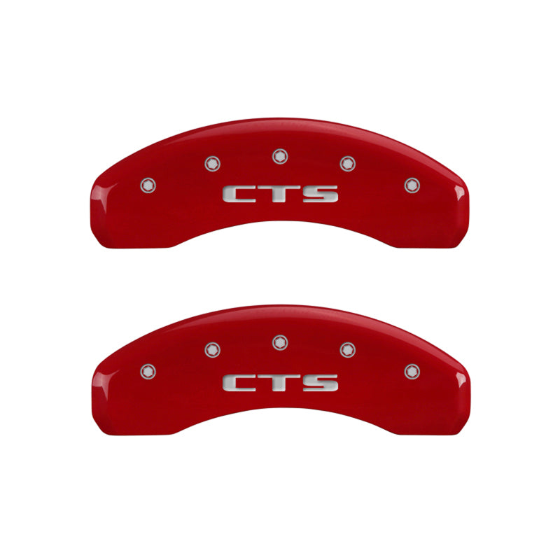 MGP Caliper Covers Engraved Cursive/CTS Red/Silver Set of 4 — Fits 2008-2019 Cadillac CTS