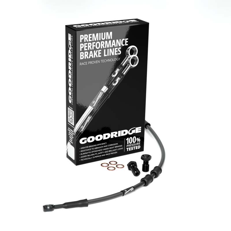 Goodridge 01-05 HD FXDL -4in Black Brake Line Kit w/Black Fittings (HD0064-1FB-BK-4)