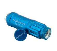 Cargar imagen en el visor de la galería, NRG 700 Series M12 X 1.5 Steel Lug Nut w/Dust Cap Cover Set 21 Pc w/Locks &amp; Lock Socket - Blue